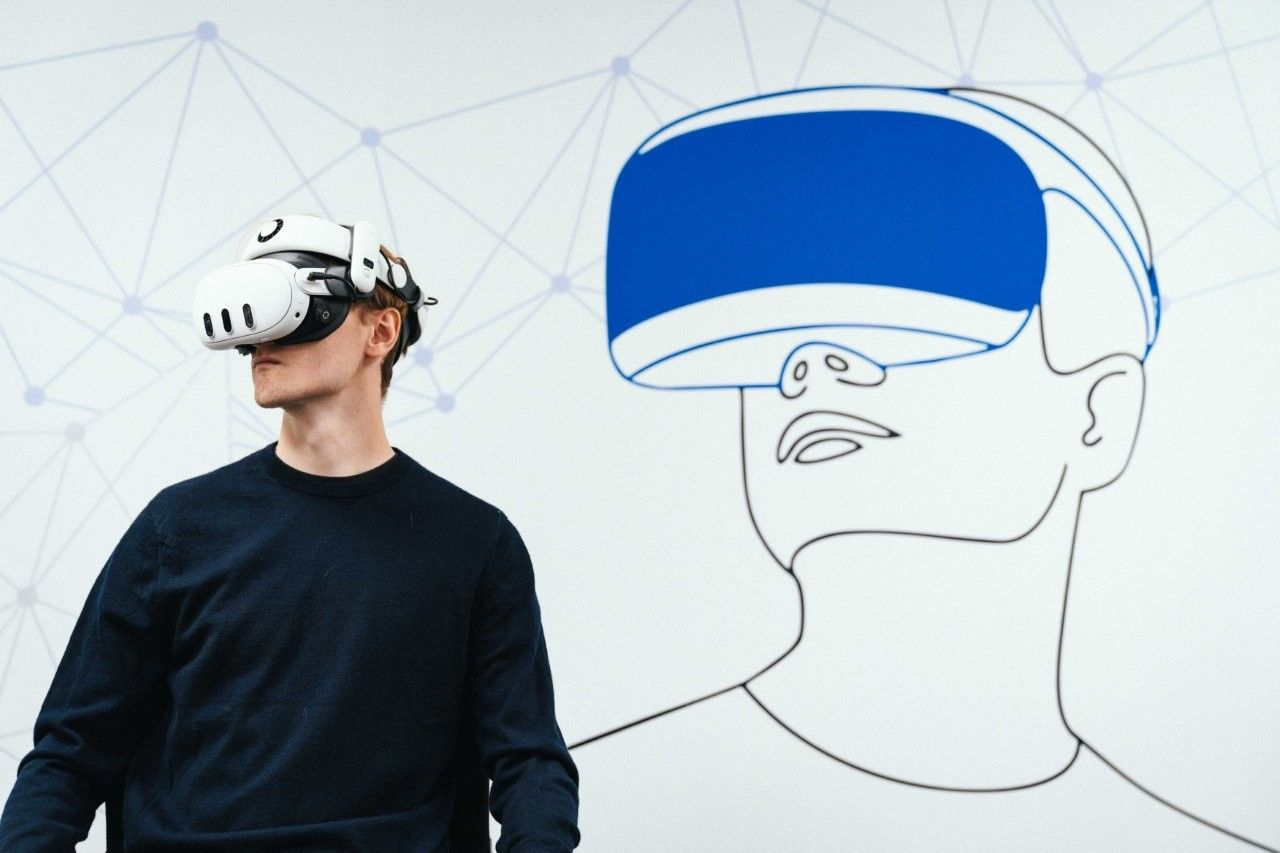 man wearing vr headset